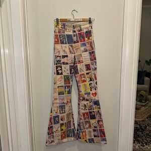Fiorucci panini jeans - post card print high waisted flare